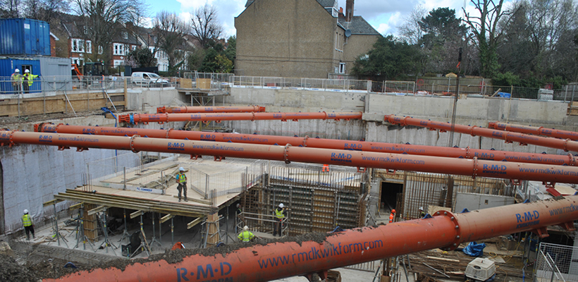 Image of excavation project using basement propping product, interclass from RMD Kwikform