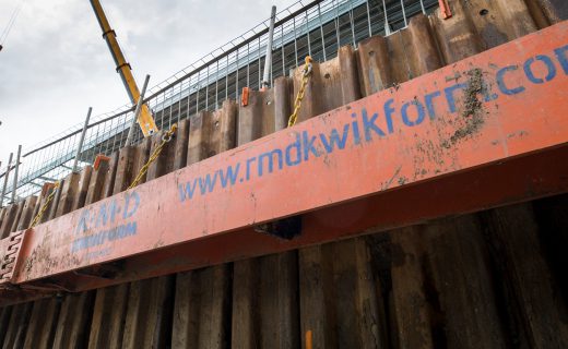 Image of geobrace in use on a construction project.
