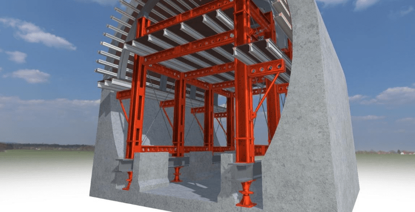 An RMD Kwikform 3D CAD image of a rail tunnel