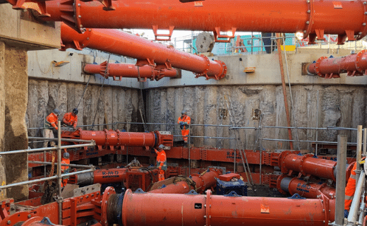 Image of ground works commencing on deep excavation. Concept of buying vs buying ground shoring equipment.